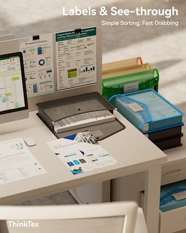 ThinkTex Plastic Expanding File Folder, Transparent envelopes with Snap Closure, No Dividers, Large Capacity, Assorted Colors, Fit Letter/A4 Size - 5 Packs - Image 5