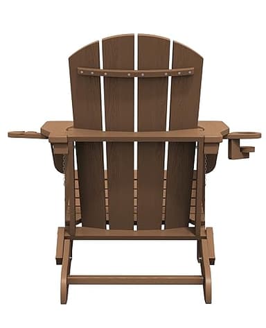 SERWALL Adirondack Chair with Cup Holders - Composite Adirondack Chairs Set of 4 HDPE Outdoor Chairs All Weather Use- Brown - Image 12