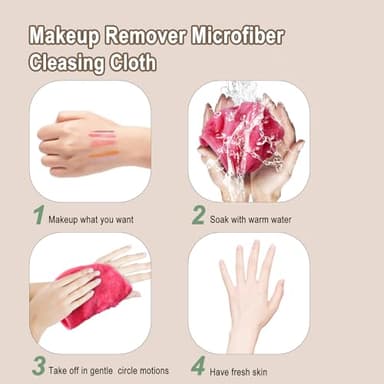 KODAMO Makeup Remover Cloth, Reusable Makeup Remover Pads Washable Travel Bag, Microfiber Makeup Removal Face Wash Cloths with Just Water, Gentle Soft,12 Pack, Pink - Image 6