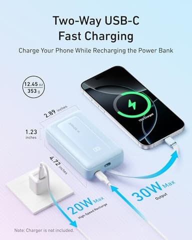 Anker Zolo Power Bank, 20,000mAh 30W High-Speed Portable Charger with with Built-in C Cable, USB-C&A, Battery Pack for iPhone 16/15/15 Pro/15 Pro Max/15 Plus, MacBook, Galaxy, and More - Image 5