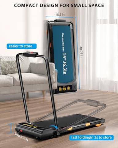 EVKRUN 4.0/7.8MPH Walking Pad Treadmill with Folding Slope, Larger Screen Display Under Desk Treadmill 300 lb Capacity, Portable Treadmills for Small Spaces, Home (with Handrail-7.8MPH) - Image 6