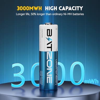 Rechargeable aa Batteries Lithium 8 Pack with Fast Charger,1.5V 3000mWh High Capacity aa Lithium Batteries,Constant Output Li-ion Double a Batteries Cycle Times up to 1600x (Charger+8Pack) - Image 2