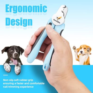 Beenefits Large Dog Nail Clippers with Sharp Stainless Steel Blade for Smooth Cutting, Ergonomic TPE Handle Special Baffle to Avoid Flying Nail Fragments, Hidden Nail File (Large/Medium), Blue - Image 5