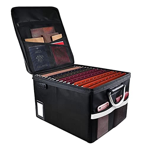 Fireproof Document File Organizer Box, Fireproof Safe Box with Lock, Portable Office Storage Cabinet for Hanging Letter/Legal Folder 16.1 x 12.9 x 11in - Image 1