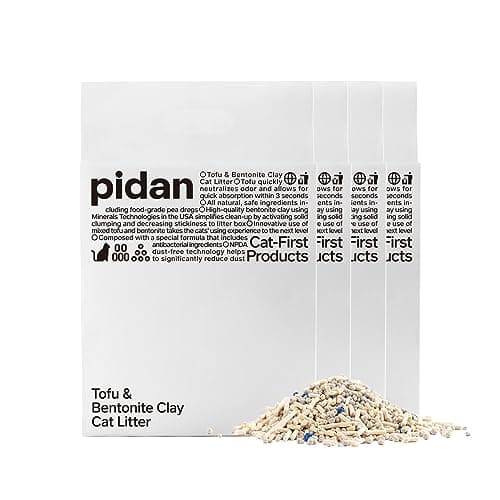 pidan Mix Cat Litter,Tofu Cat Litter with Bentonite 70%:30%,Absorbent and Fast Drying,Flushable Tofu Litter,Selected Quality Pea Dregs,5-Fold Water Absorption,Strong Clumping(5.3lb×4bags) - Image 1