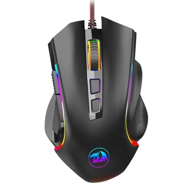 Redragon M602 Gaming Mouse, Ergonomic RGB Gaming Mouse Wired with 7200 Adjustable DPI, 9 Programmable Buttons, Professional Software for Gamer Office [Black] - Image 1
