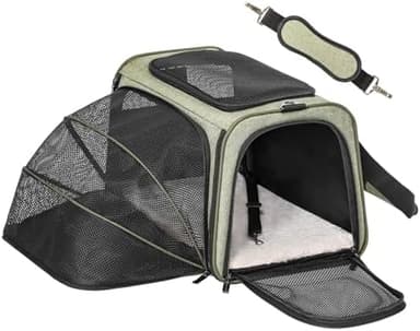 Petsfit Expandable Cat Carrier Dog Carrier,Airline Approved Soft-Sided Portable Pet Travel Washable Carrier for Kittens,Puppies,Removable Soft Plush mat and Pockets,Locking Safety Zippers - Image 3