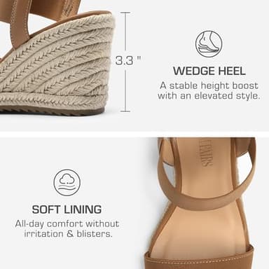 DREAM PAIRS Womens Open Toe Espadrilles Dressy Platform Sandals Slip on Elastic Ankle Strap Wedges Sandals SDPW222W Camel Size 9.5 - Image 4