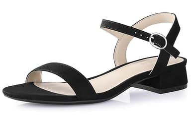 Ankis Women Nude Black White Sandals for Women Low Heel 1 Inch Dressy Sandal Ankle Strap Open Toe Block Short Heeled Summer Classic Comfortable Graduation Holiday Party Casual Flat Shoes 2025 - Image 1