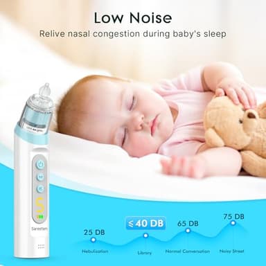 Nasal Aspirator for Baby,Rechargeable Nose Sucker for Baby,Baby Nasal Aspirator with 3 Silicone Tips,Adjustable Suction ,Waterproof Booger Sucker for Baby with Music and Light Function,Blue - Image 4