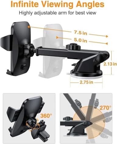[True Anti-Vibration] Car Phone Holder VANMASS【2025 Ultimate Military-Grade Upgraded】Suction Cell Mount Truck Stand Cradle for Dashboard Windshield Vent for iPhone 16 Pro Max 15 14 13 Samsung Android - Image 9