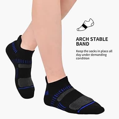 COOPLUS Mens Ankle Socks Athletic Cushioned Breathable Low Cut Tab With Arch Support - 6 Pairs - Image 5