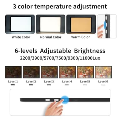 TOHETO A4 Light Board for Diamond Painting, Super Bright Magnetic Light Pad with Side Buttons, Lightbox for Tracing and Drawing, Corded Light Table for Sketching, Animation, Weeding Vinyl (Black) - Image 4