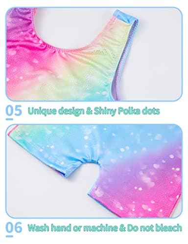 Nymphperi Girls Gymnastics Leottards Size 5-6 Years Old Shiny Unicorn Biketards Sparkle Soft Rainbow Blue Unitards for Children Party - Image 5