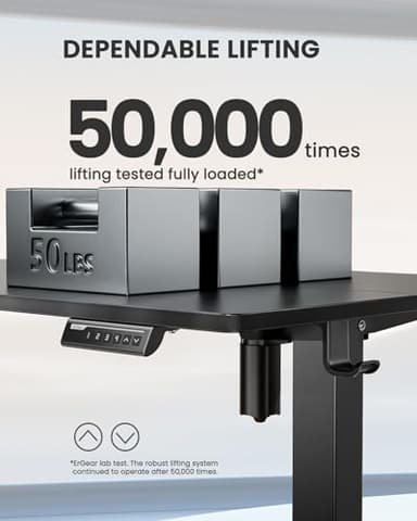 ErGear Height Adjustable Electric Standing Desk, 47.2 x 23.6 Inches Sit Stand up Desk, Memory Computer Home Office Desk with Two-Piece Desktop (Black) - Image 8