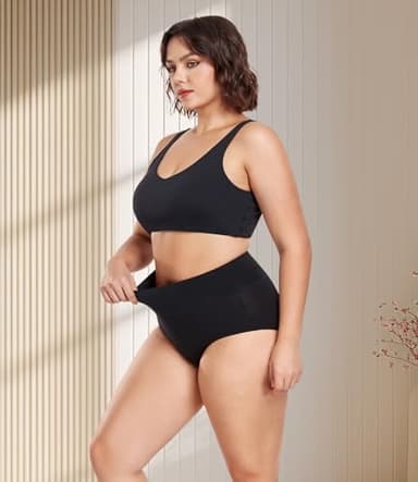 wirarpa Women's Postpartum Underwear High Waisted Ladies Cotton Panties Full Coverage Briefs 5 Pack Black 2X-Large - Image 5