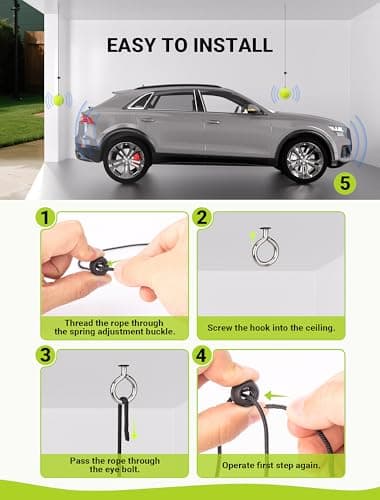 SARDVISA 2-Packs Tennis Ball Garage Parking Aid with Non-Elastic String, Precise Garage Car Stop Indicator w/Adjustment Buckle, Easy Installation, Parking Stopper Assist for Garage Accessories - Image 4