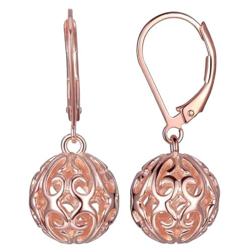 Amazon Essentials Rose 18K Gold Plated Sterling Silver Filigree Ball Leverback Earrings - Image 1