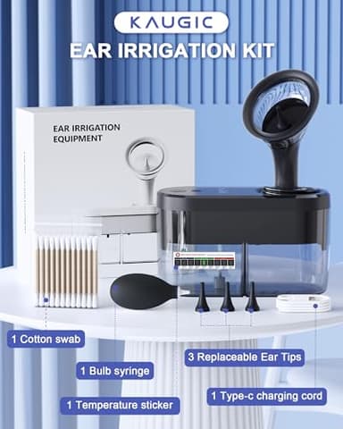 Ear Wax Removal Kit Tool Ear Cleaner Earwax Removal Kit Ear Irrigation Flushing System Ear Wax Headphones Ear Cleaning Kit with One-Piece Tank, 4 Pressure Levels HSA FSA Eligible Items List Grey - Image 6