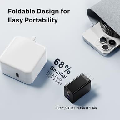 2 Pack 180W USB C Charger Block, Foldable 4-Port GaN Fast Wall Charger, Dual 65W Type C Charging Block, Laptop Fast Charging Adapter for MacBook Pro/Air, iPad, iPhone, Samsung Galaxy Black - Image 6