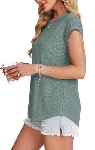 XIEERDUO Short Sleeve Shirts for Women Trendy Cute Shirts Summer Blouses for Women 2025 Vacation Teachers Outfits M - Image 3