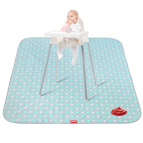 Splat Mat for Under High Chair Mat, 42x46 Inch, Mealtime Baby Splat Mat for Art/Crafts/Playtime, Waterproof Splash Mat, Machine Washable Portable Picnic Floor Mat Baby Feeding Table Cloth - Image 1