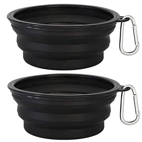 Kytely Large Collapsible Dog Bowls 2 Pack, 34oz Foldable Dog Travel Bowl, Portable Pet Water Food Bowl with Clasp, Pet Cat Feeding Cup Dish for Traveling, Walking, Hiking (Black+Balck) - Image 1