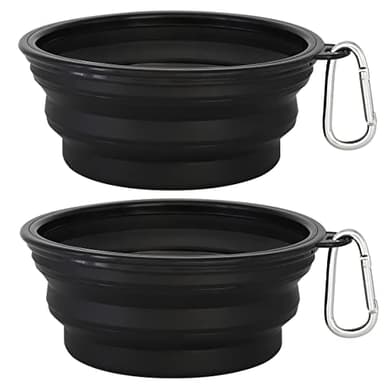 Kytely Large Collapsible Dog Bowls 2 Pack, 34oz Foldable Dog Travel Bowl, Portable Pet Water Food Bowl with Clasp, Pet Cat Feeding Cup Dish for Traveling, Walking, Hiking (Black+Balck) - Image 1