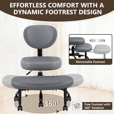 AtHope Ergonomic Cross Legged Office Chair with Wheels - Adjustable Height for Meditation, ADHD Desk & Yoga - Wide Criss Cross Design with Lumbar Support, Kneeling Chair - Dark Gray - Image 7