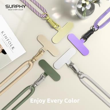 SURPHY Phone Lanyard, Adjustable Phone Strap Crossbody with 2 Pack Cell Phone Tether Tab, Premium Metal Buckles, Skin-Friendly, Universal Cell Phone Lanyard Crossbody for Women and Men, Stone - Image 7