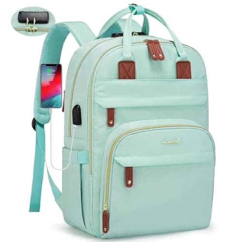 LOVEVOOK Laptop Backpack Purse for Women, Unisex Large Capacity 17 Inch Travel Anti-theft Bag, Work Business Computer Bags Backpack for Men, Casual Hiking Daypack with Lock, Mint Green - Image 1