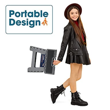 Flottian 9" Folding Step Stool for Adults and Kids Holds Up to 300 lbs,Non-Slip Folding Stools with Portable Handle, Compact Plastic Foldable Step Stool for Bathroom,Bedroom, Kitchen Gray - Image 5