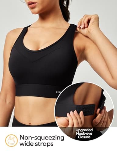 Ewedoos Sports Bras for Women High Support High Impact Sports Bras for Women Large Bust Push up Racerback Workout Running Bra Black - Image 2