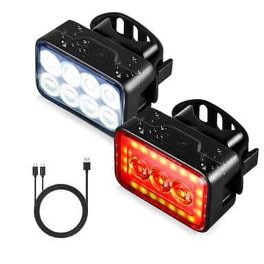 Super Bright Bike Headlight-Taillight Combinations, USB Rechargeable Bicycle Lights Front and Back, Waterproof LED Bike Lights for Night Riding, Mountain/Cycling/Scooter Safety Accessories - Image 1
