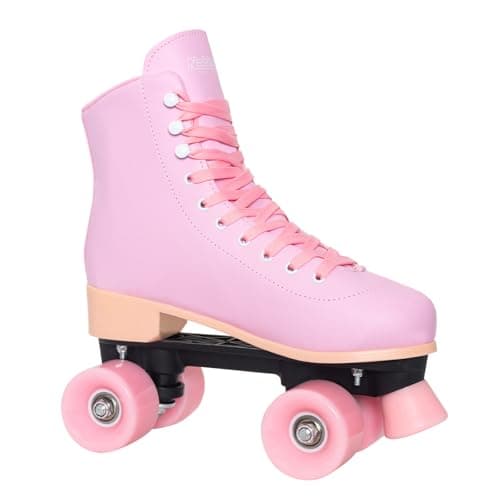 Nattork Roller Skates for Women Outdoor Indoor Four-Wheel Fun Fashionable Roller Skates for Men Girls Boys Pink - Image 1