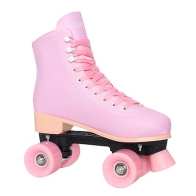Nattork Roller Skates for Women Outdoor Indoor Four-Wheel Fun Fashionable Roller Skates for Men Girls Boys Pink - Image 1