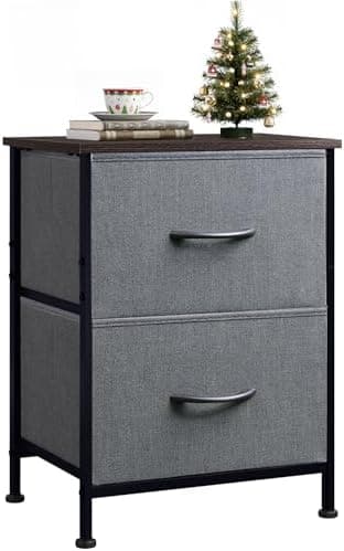 WLIVE Nightstand, 2 Drawer Dresser for Bedroom, Small Dresser with 2 Drawers, Bedside Furniture, Night Stand, End Table with Fabric Bins for Bedroom, Closet, Entryway, College Dorm, Dark Grey - Image 3