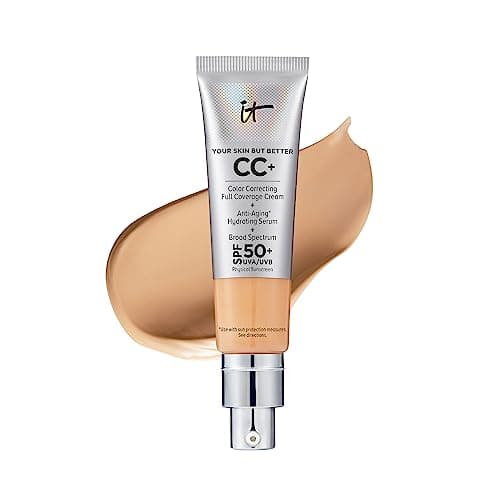 IT Cosmetics CC+ Cream (Medium Tan) - Natural Full Coverage Foundation With SPF 50+, Color Corrector & Anti-Aging Hydrating Serum, Hyaluronic Acid + Peptides, Lightweight - 1.08 fl oz - Image 1