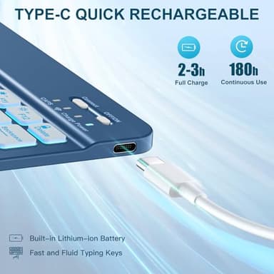 Harvopu Compatible with iPad Air 11-inch/Air 5th 4th Generation Case with Keyboard - Backlit Detachable, Folio Cover with Pencil Holder for iPad Air 11 Inch M3/M2, Air 5/ Air 4 (Abyss Blue) - Image 3