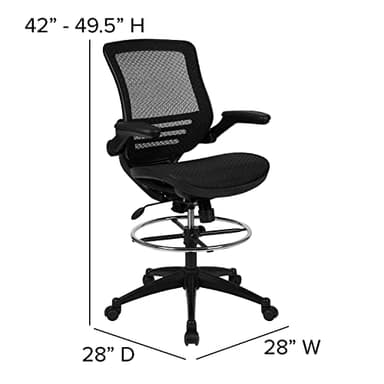 Flash Furniture Waylon Mid-Back Swivel Office Chair with Adjustable Foot Ring and Seat Height, Ergonomic Executive Chair with Armrests, Black - Image 3