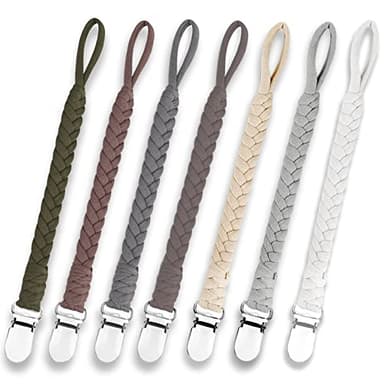Duludulu 7 Pcs Braided Pacifier Clip, Pacifier Clips for Boys & Baby Girls, Pacifier Holder Clip Binky Clips - Image 1