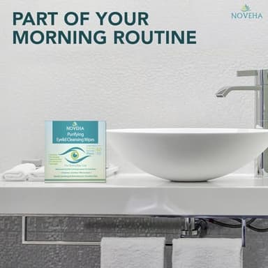 NOVEHA Eyelid & Lash Wipes | For Itchy, Dry Eyes, Styes & Blepharitis | lid and lash Cleansing Wipes, Hypoallergenic & Soothing For Sensitive Eyes, Pack of 60 - Image 9