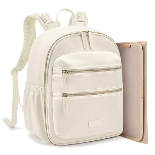 mommore Neoprene Diaper Bag Backpack Small Baby Bag Travel Mini Diaper Backpack for Newborn with Insulated Pockets (Beige) - Image 1
