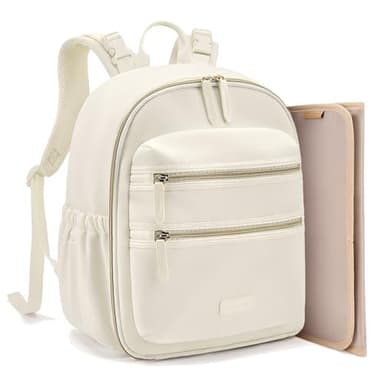 mommore Neoprene Diaper Bag Backpack Small Baby Bag Travel Mini Diaper Backpack for Newborn with Insulated Pockets (Beige) - Image 1