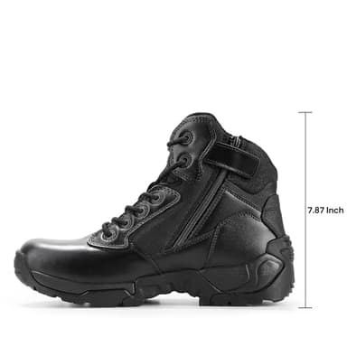 NORTIV 8 Mens Military Tactical Work Boots Side Zip Outdoor Hiking Leather Motorcycle Combat Boots,Size 14,Black-A,ALLOY - Image 2