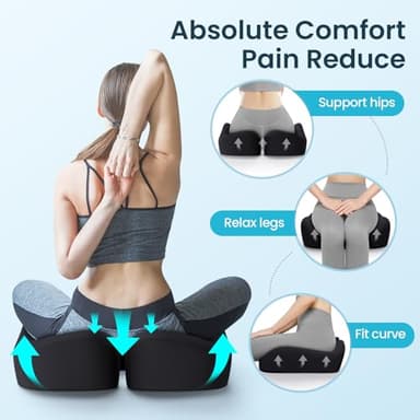 Benazcap Seat Cushion, Memory Foam Cushions for Office Chair - Ergonomic Chair Cushions for Tailbone Pain Relief, Sciatica & Back Support, Office Chair Cushion & Car Seat Cushion - Image 3