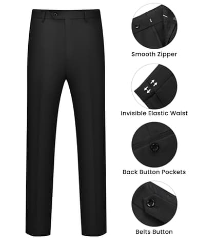 WULFUL Men's 2 Piece Suits Slim Fit Two Button Blazer Jacket Pants Set for Party,Wedding and Business Black - Image 7