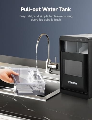 EUHOMY Nugget Ice Maker Countertop, 44Lbs/24H Pebble Ice Maker Machine, Self-Cleaning Pellet Ice Machine with Ice Scoop&Basket, Sonic Countertop Ice Machine for Home/Kitchen/Office(Black) - Image 6