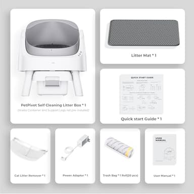 Self Cleaning Cat Litter Box, Open Top Litter Box for Multiple Cats, Automatic Cat Litter Box with Liners and Mat Included, Grey - Image 7
