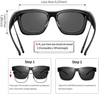 URUMQI Night Vision Driving Glasses Fit Over Eyeglasses for Men Women, Anti Glare Polarized Nighttime Glasses Yellow Lens - Image 6